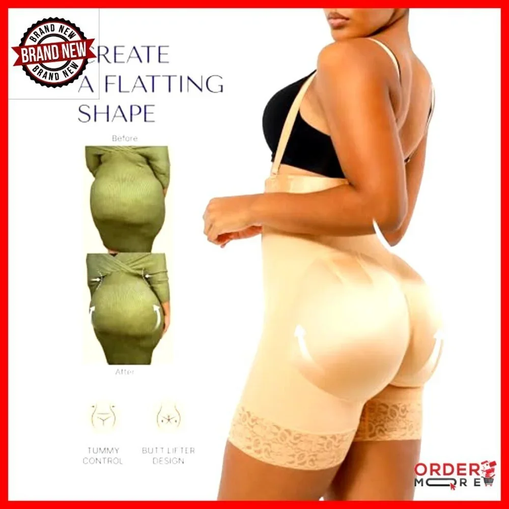 Tummy Control Shapewear Bodysuit Butt Lift Waist Support Zipper Crotch